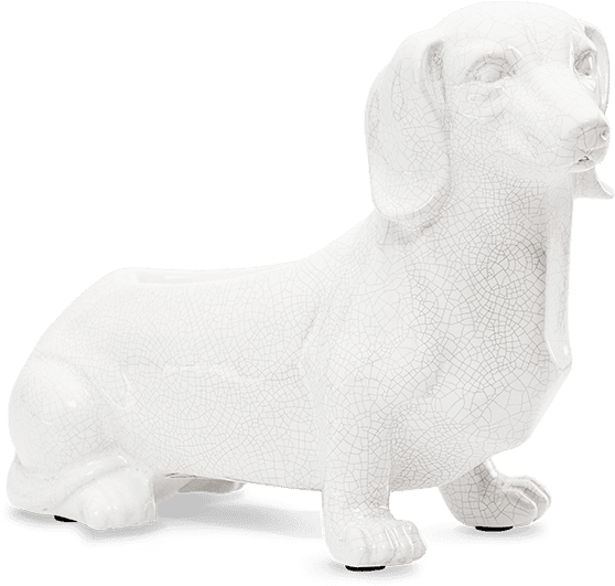 White Ceramic Dachshund Sculpture