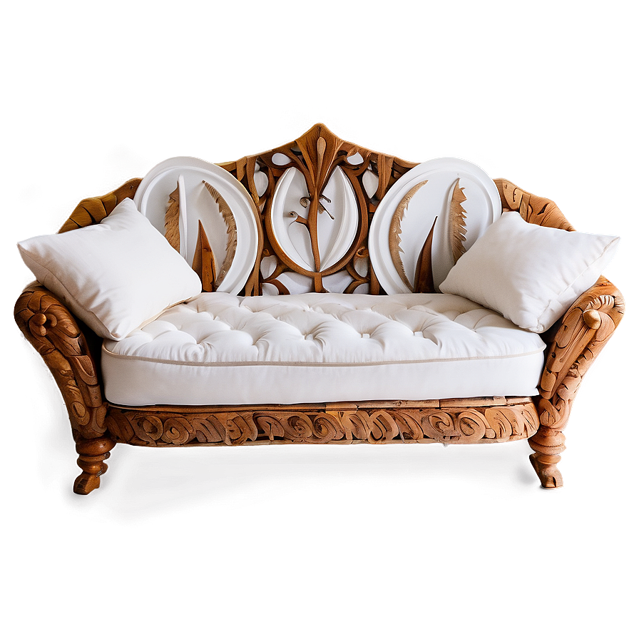 White Couch In Boho Style Png 30