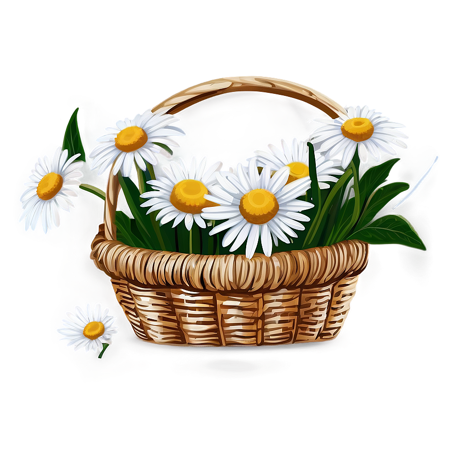 White Daisies Basket Png 06122024