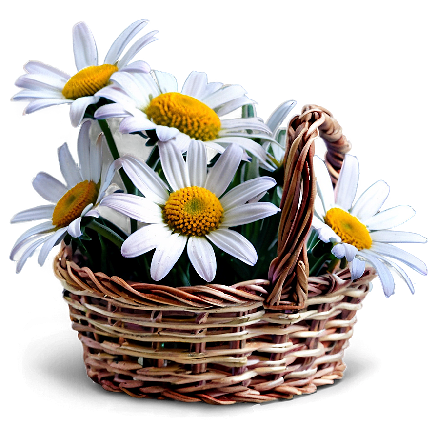 White Daisies Basket Png Gph