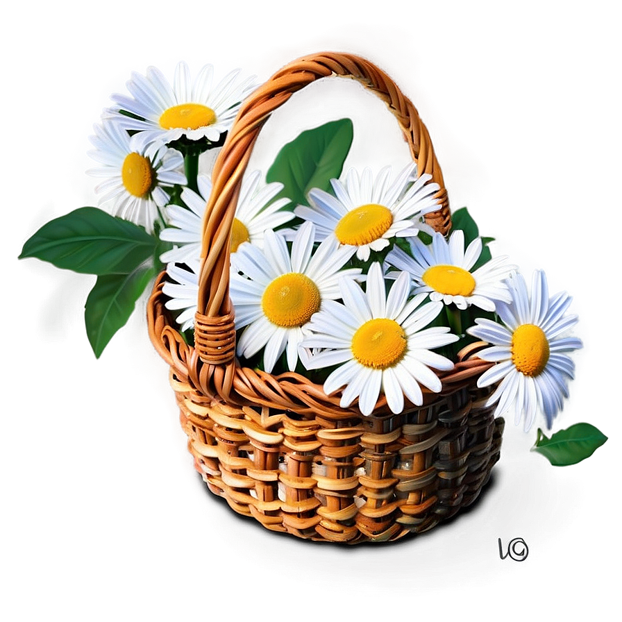 White Daisies Basket Png Mvr64