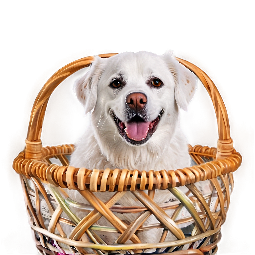 White Dog In Basket Png 06262024