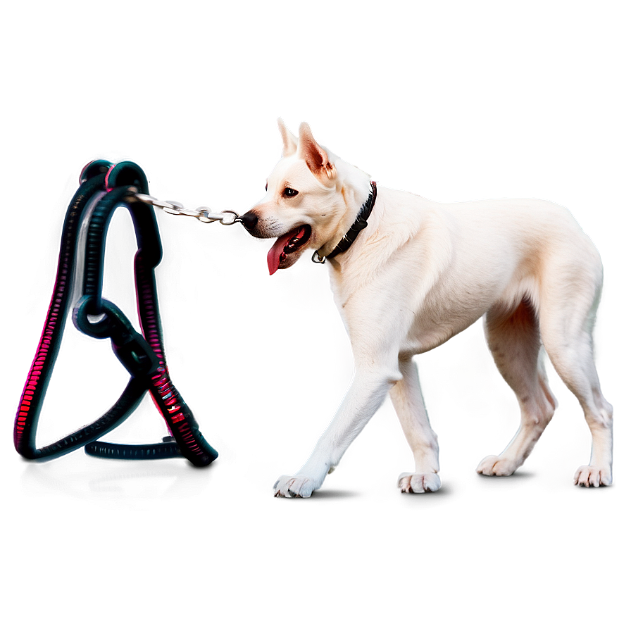 White Dog On Leash Png 62