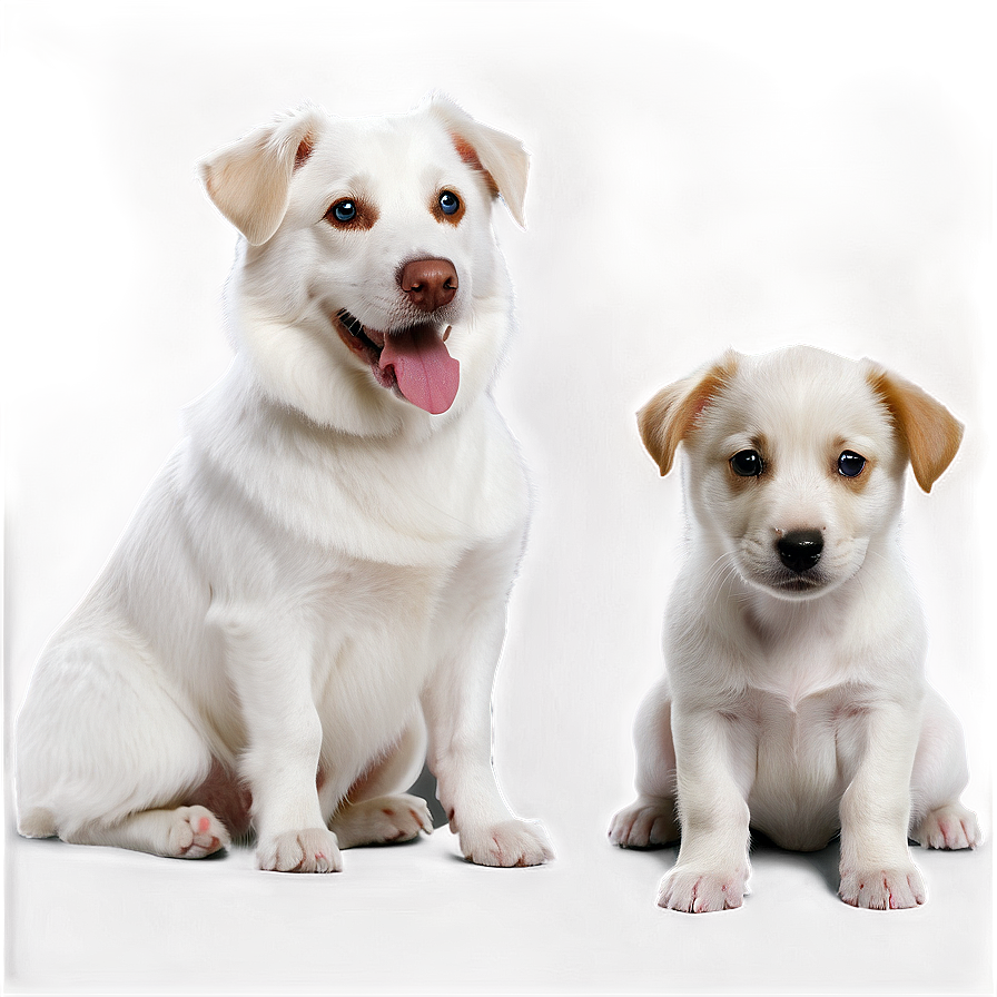 White Dog With Puppies Png Bbl