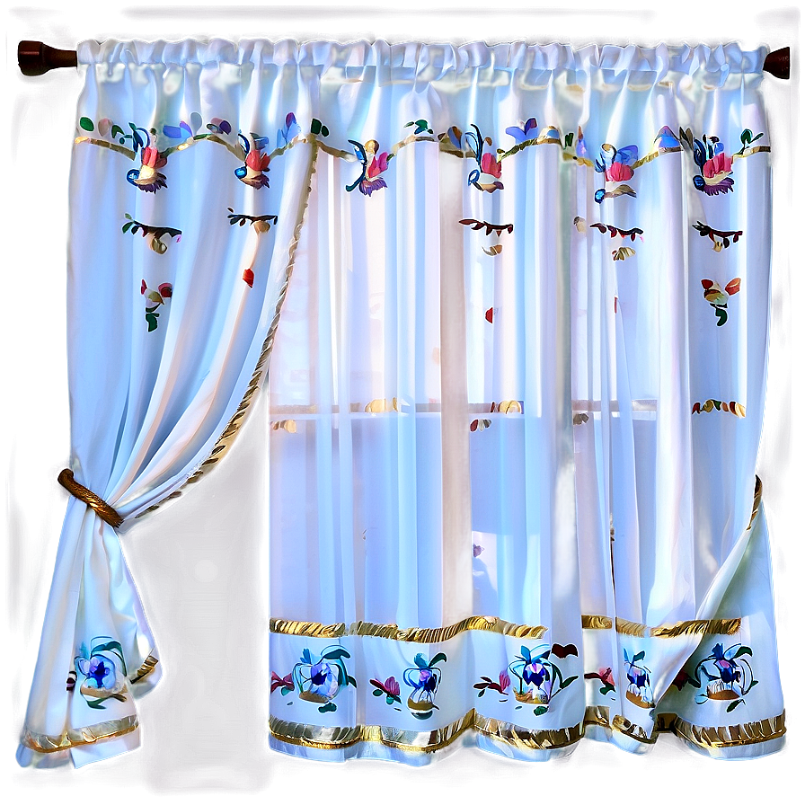 White Embroidered Curtains Png 06282024