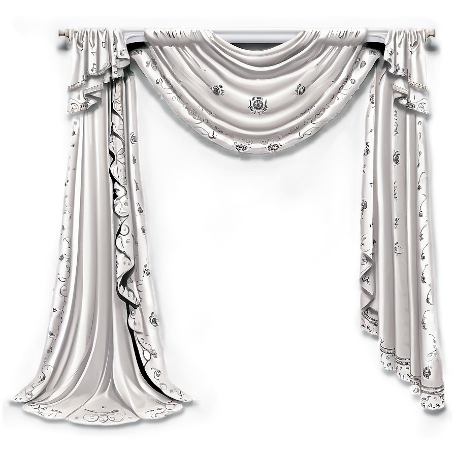 White Embroidered Curtains Png 36