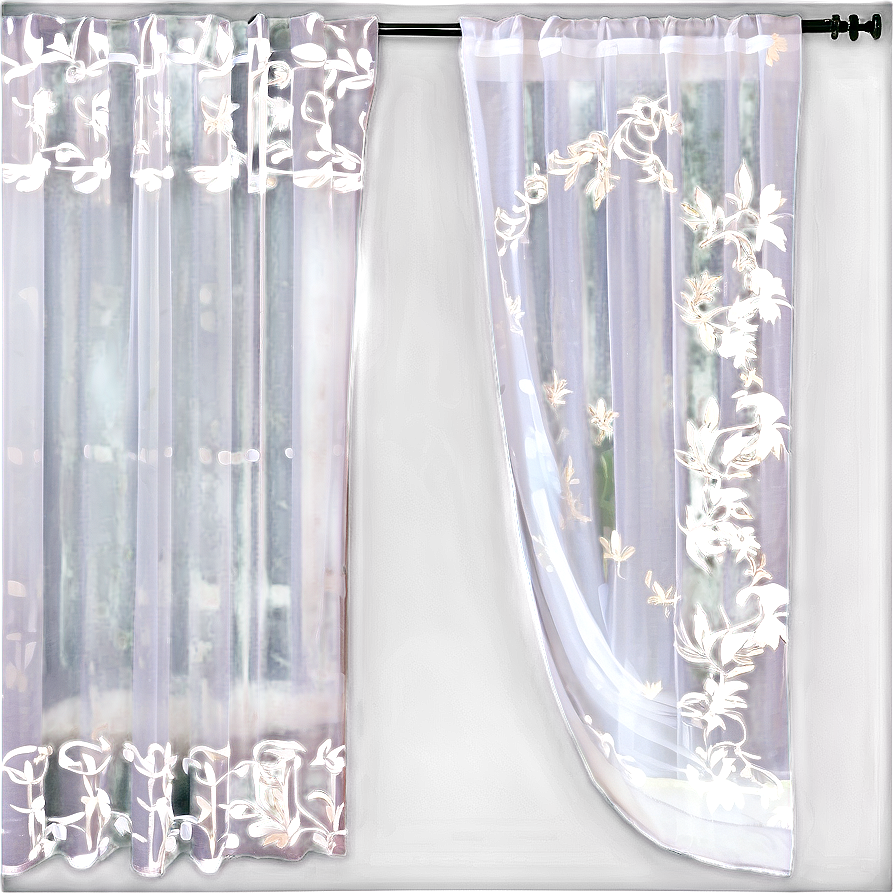 White Embroidered Curtains Png Bjf44