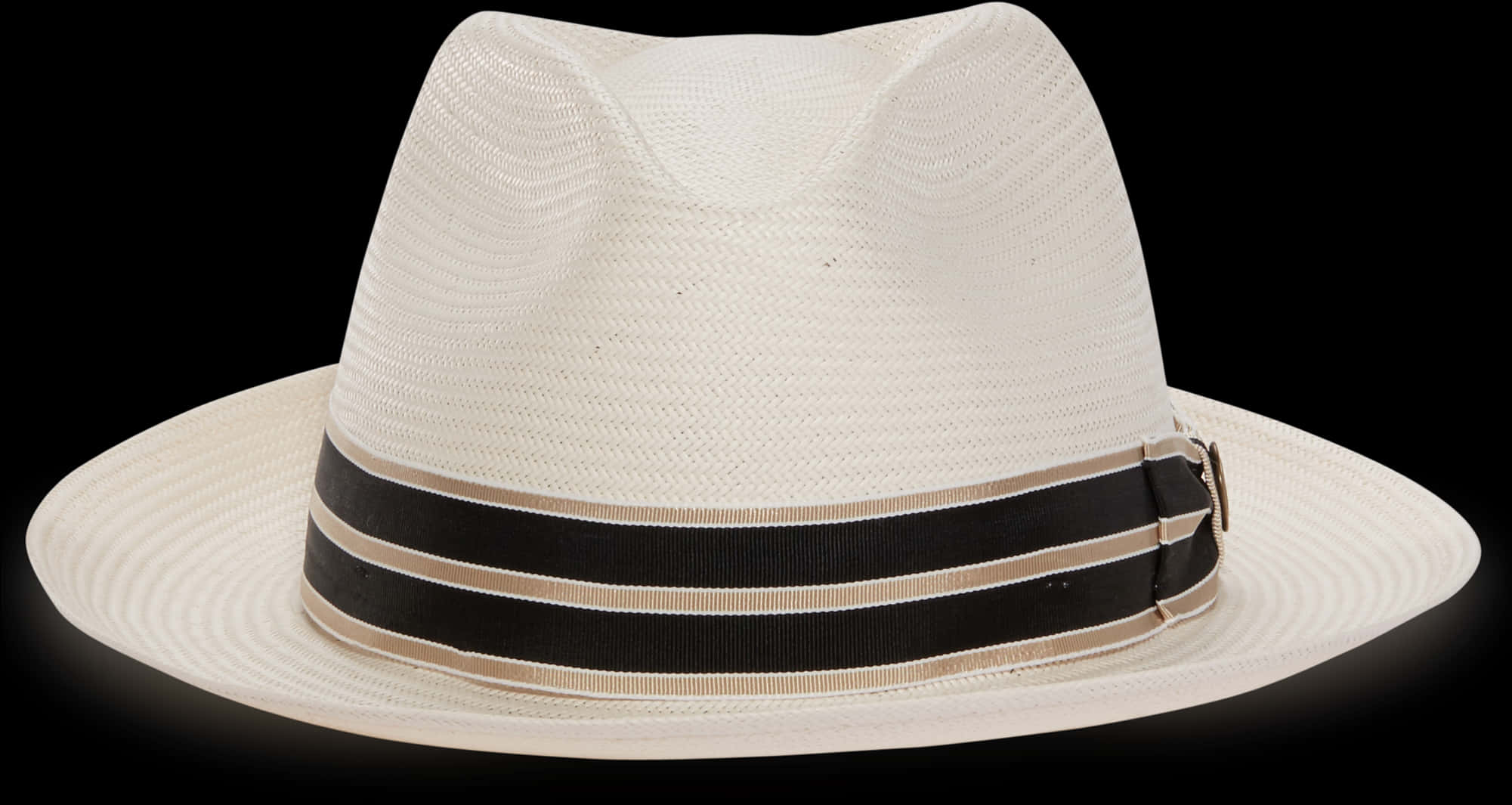 White Fedora Hatwith Black Band