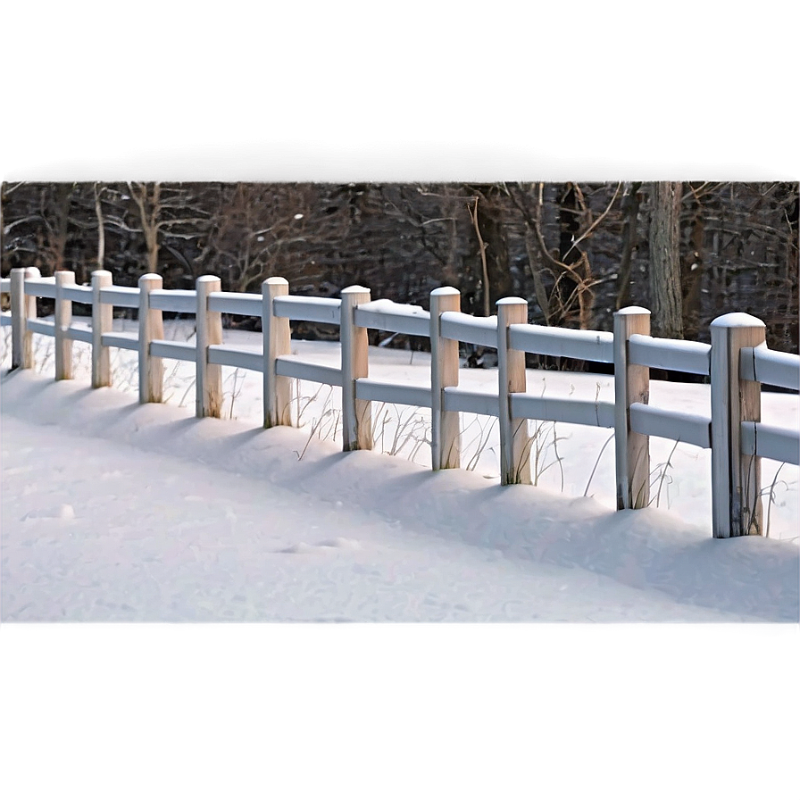 White Fence In Winter Scene Png Rkr76