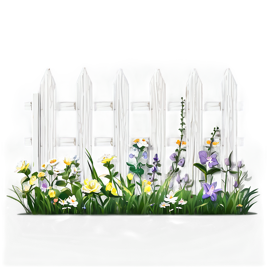 White Fence With Flowers Png 06272024