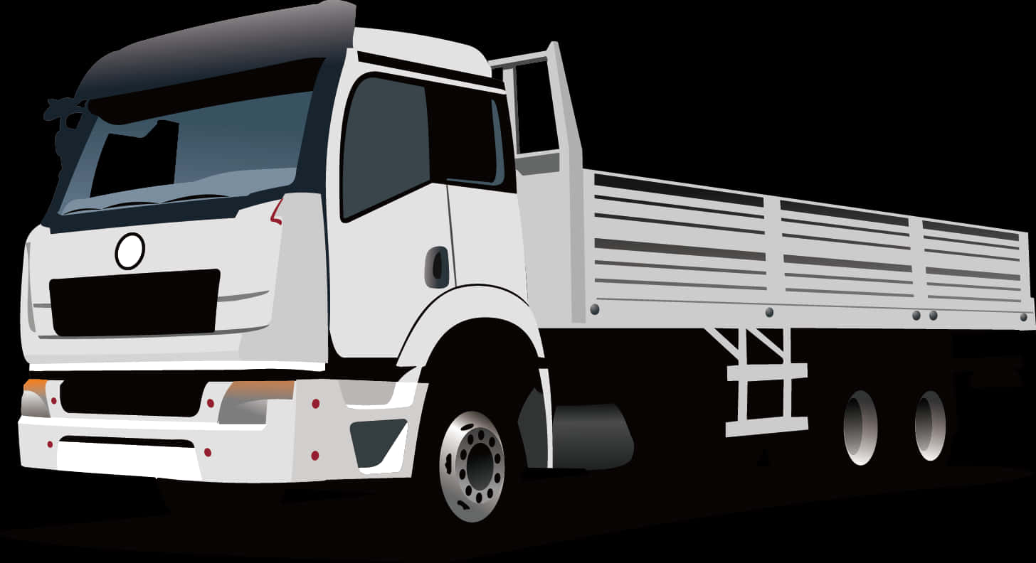 White Flatbed Truck Illustration