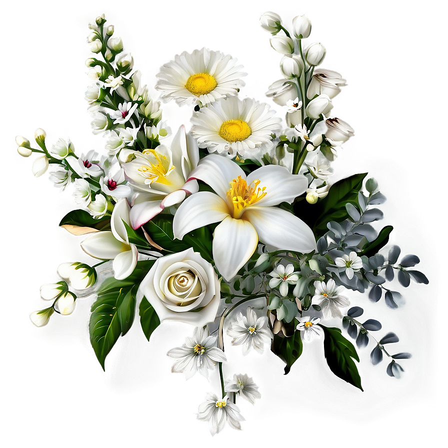 White Floral Arrangement Png 05242024