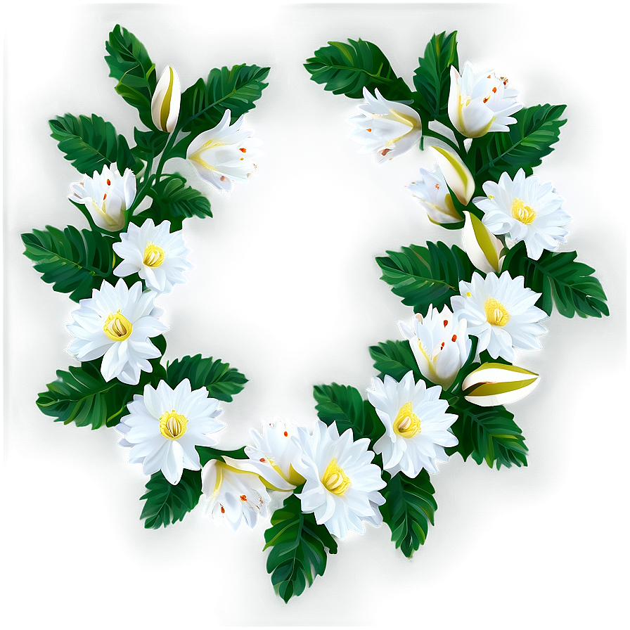 White Flowers Garland Png Bui41