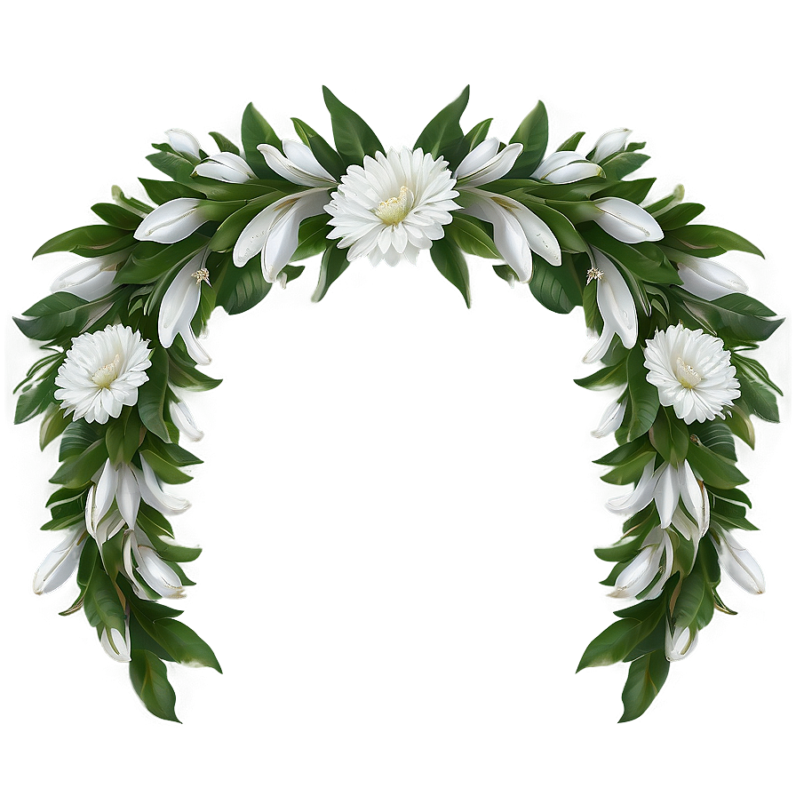 White Flowers Garland Png Unw98