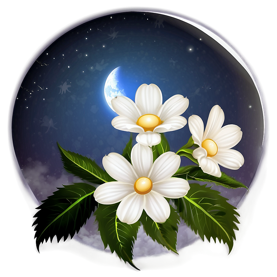 White Flowers In Moonlight Png Ciu35