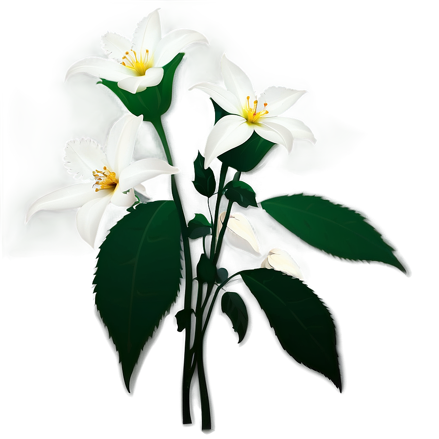 White Flowers Silhouette Png Gef98