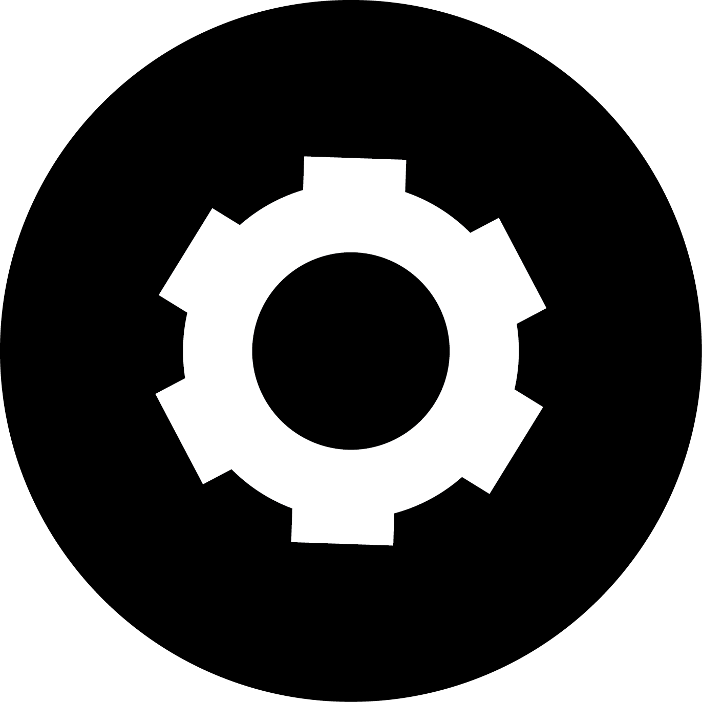 White Gear Icon Dark Background