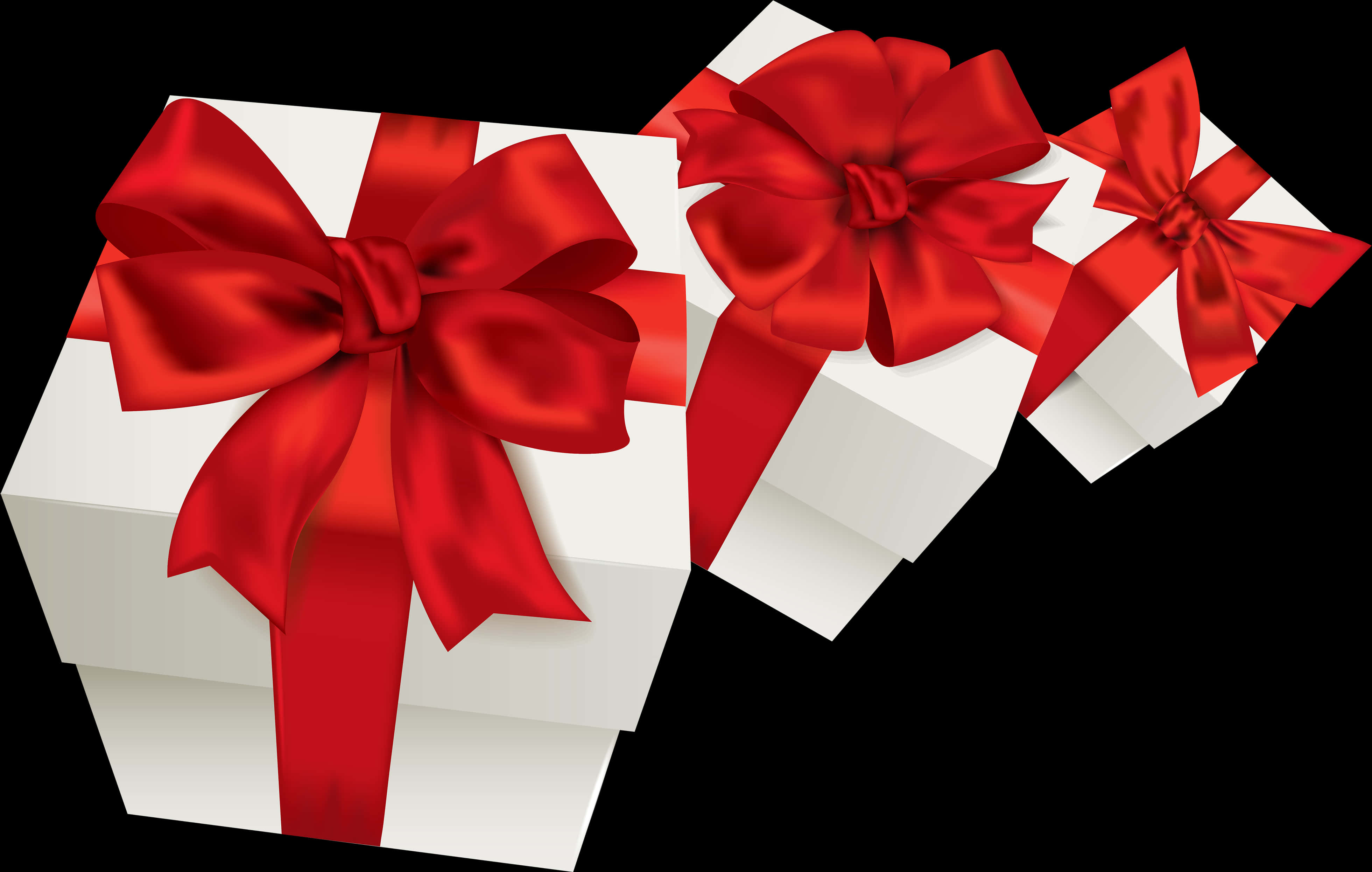 White Gift Boxes Red Ribbons