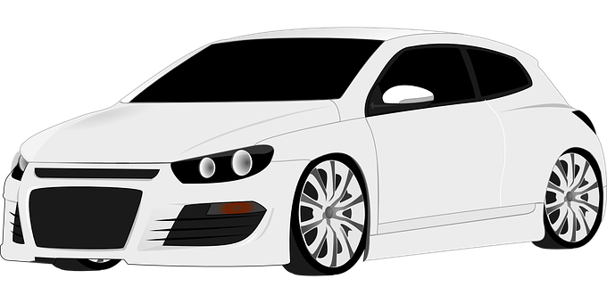 White Hatchback Car Vector