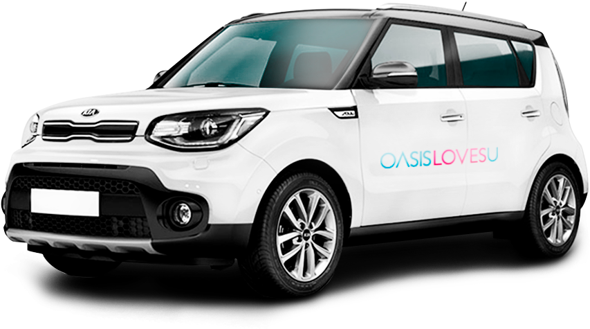 White Kia Soul Oasis Branding