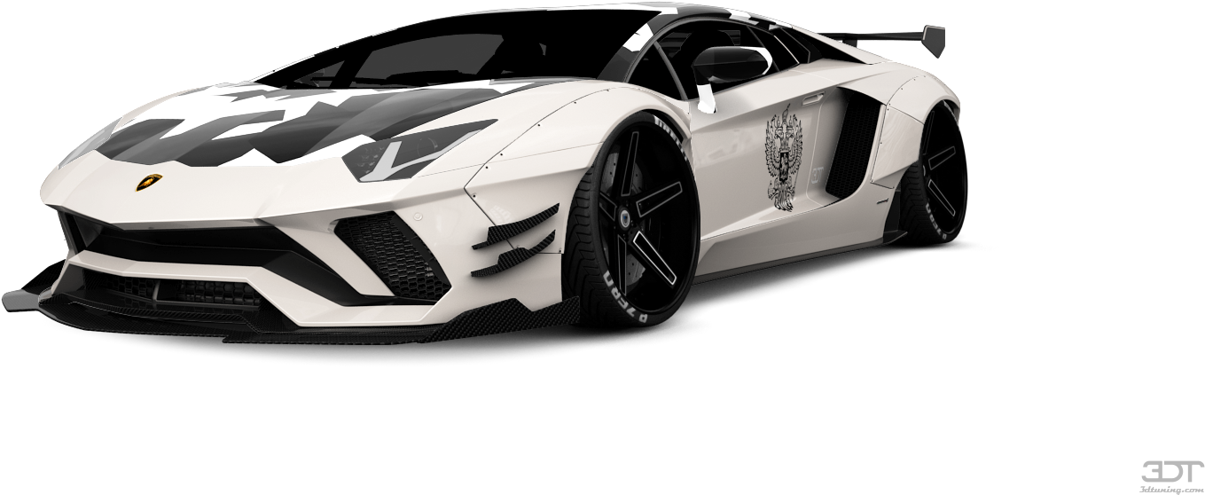 White Lamborghini Aventador Custom Graphics