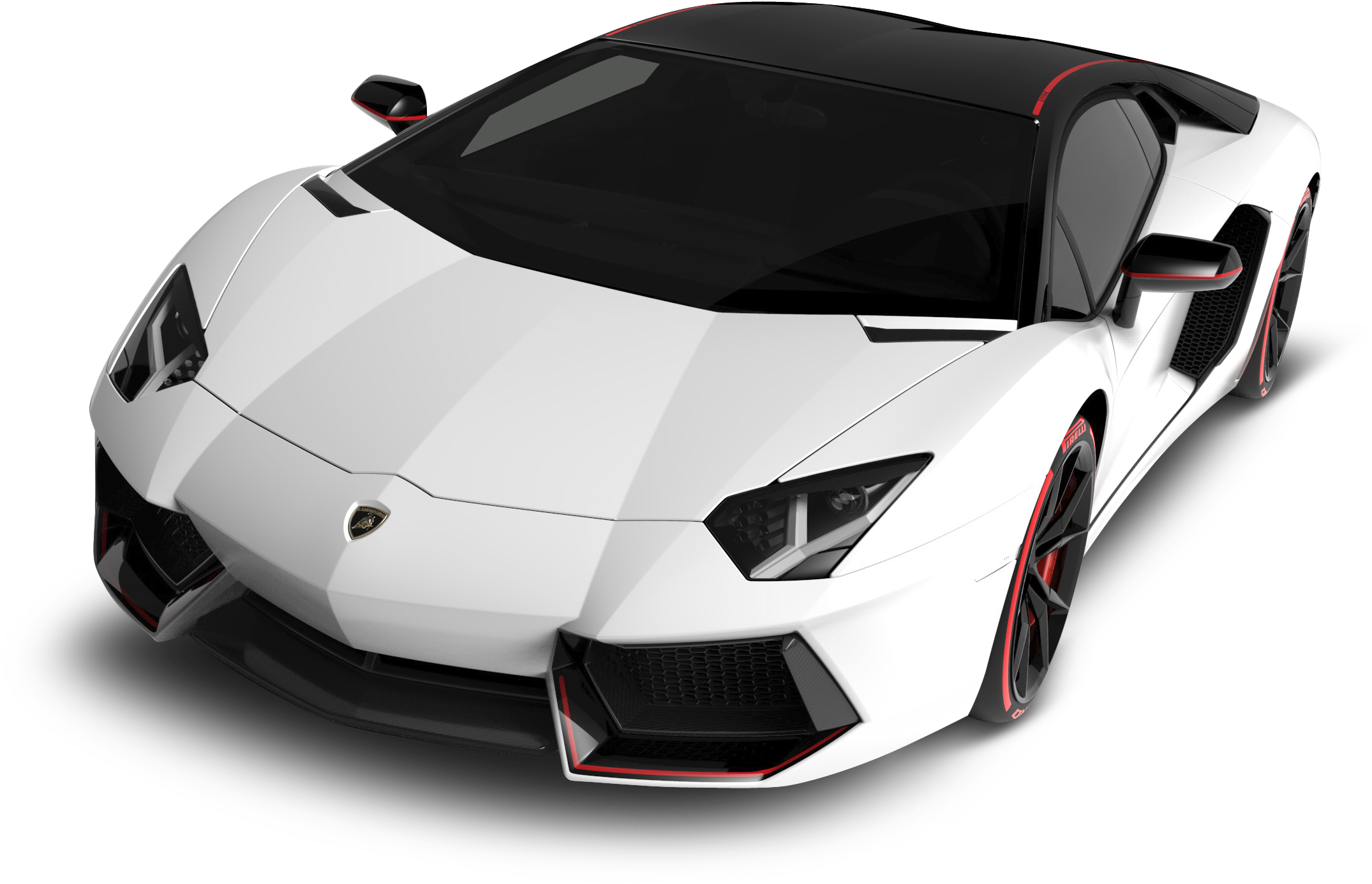 White Lamborghini Aventador S V J Angled View