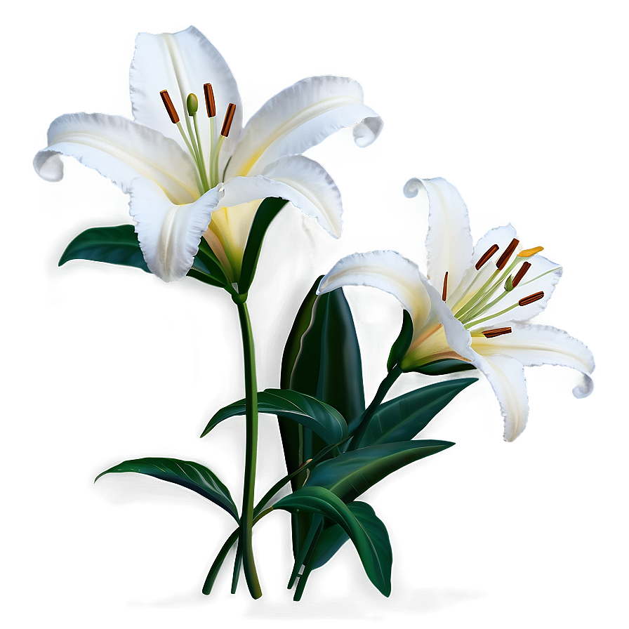 White Lilies Flowers Png 88