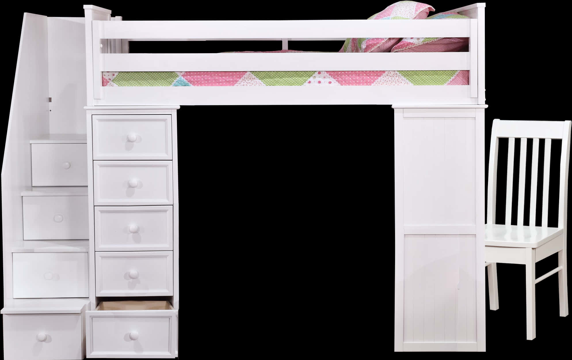 White Loft Bedwith Deskand Storage