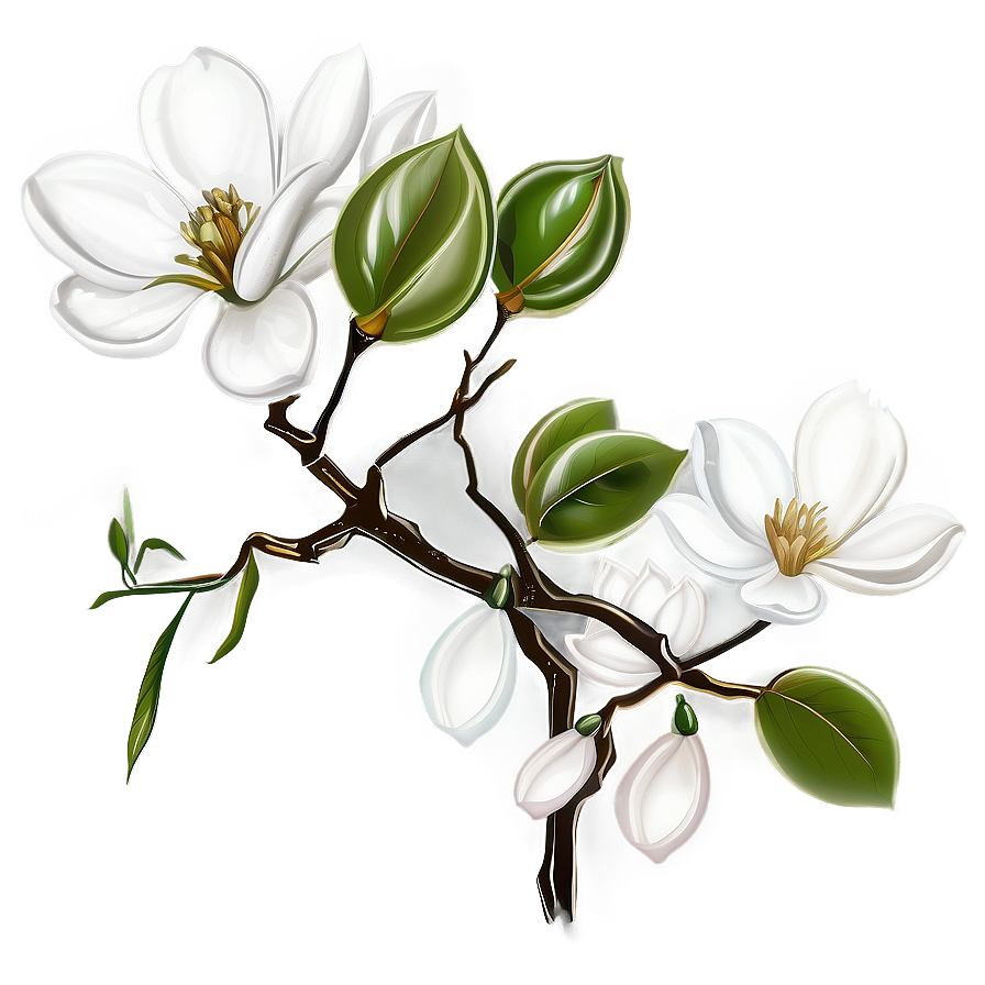 White Magnolia Flower Graphic Png 37