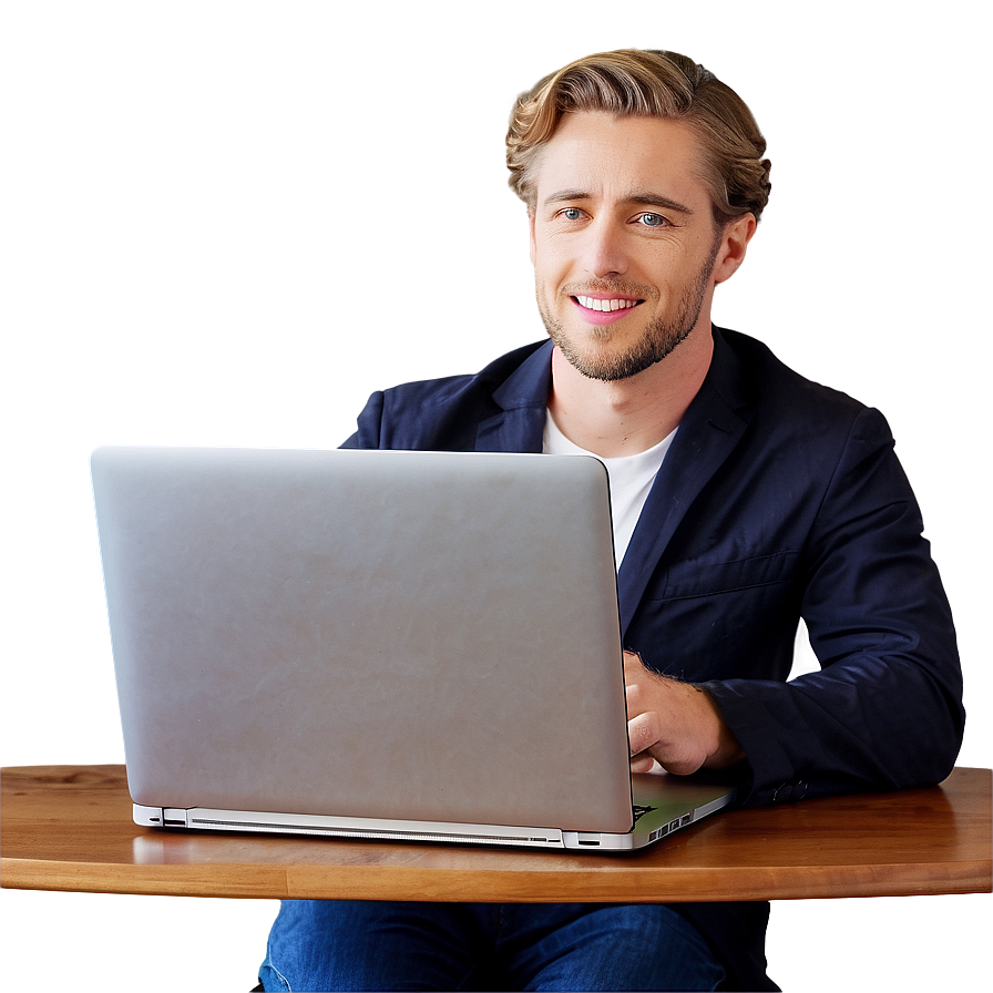 White Man With Laptop Png Hdm