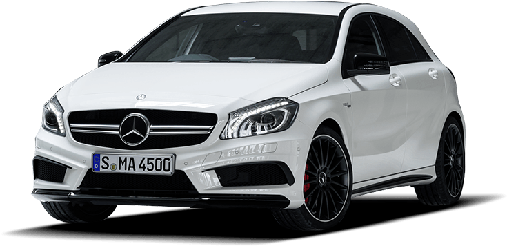 White Mercedes Benz A45 A M G