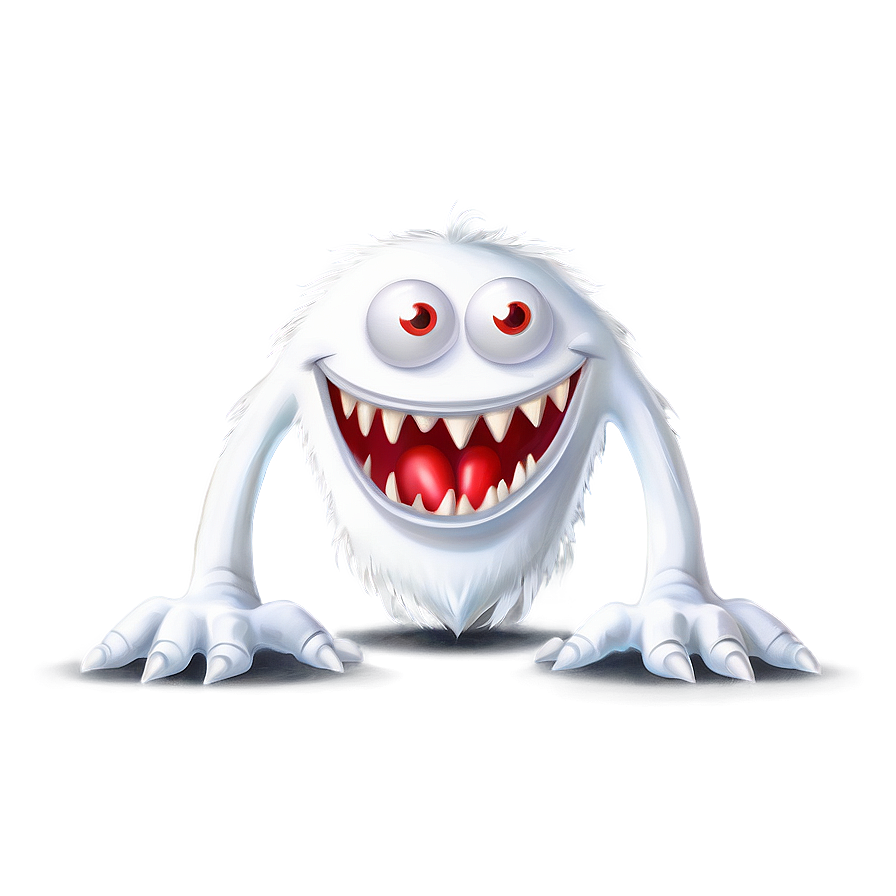 White Monster Cartoon Png Bxa97