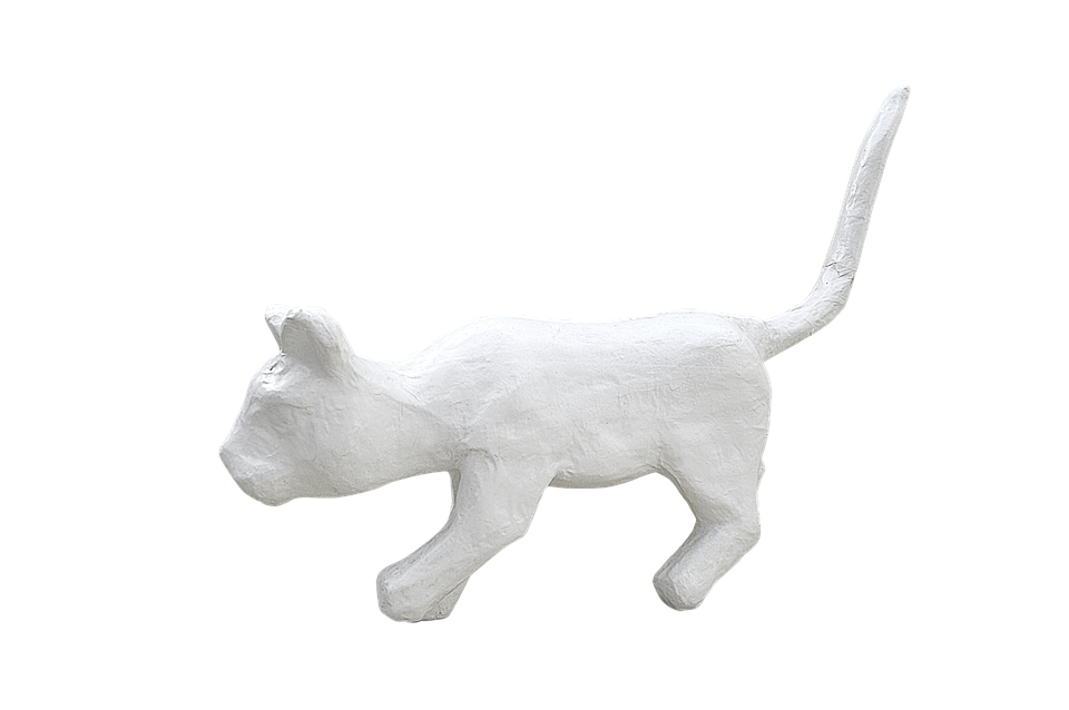 White Paper Mache Cat Sculpture.png