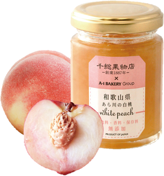 White Peach Jam Jarand Fresh Peaches