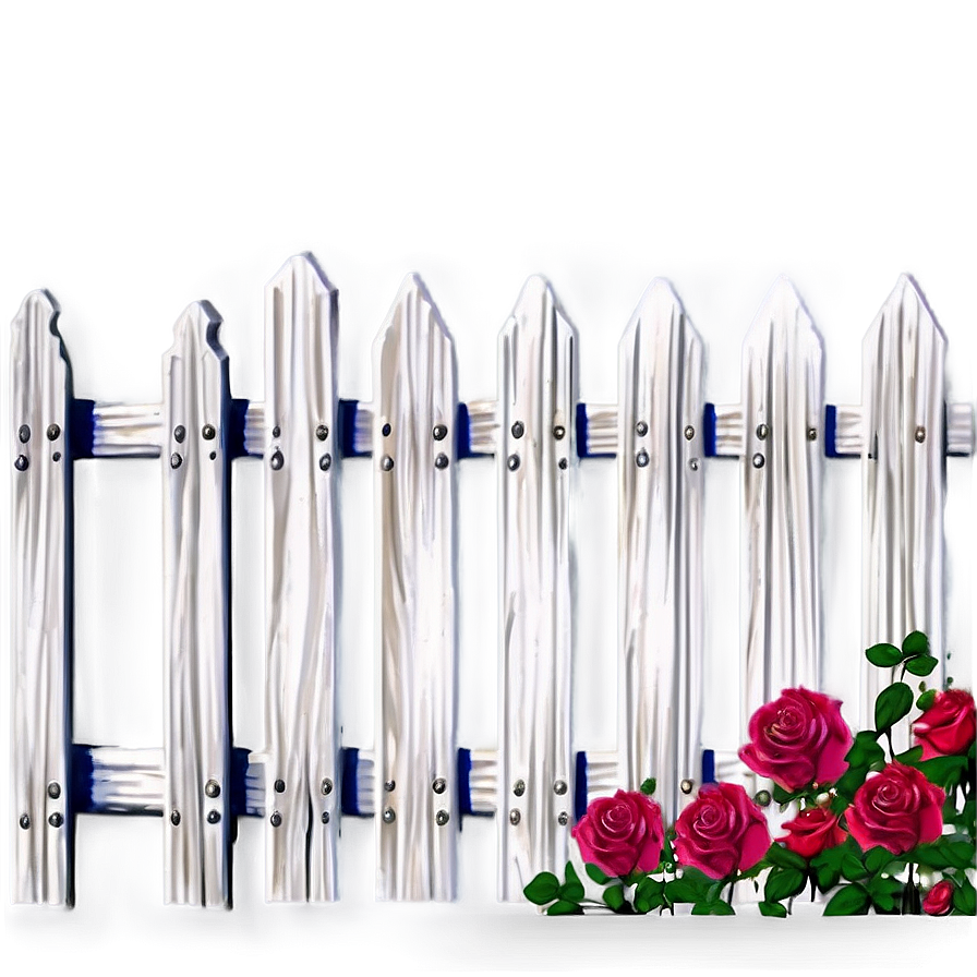 White Picket Fence With Roses Png 06272024