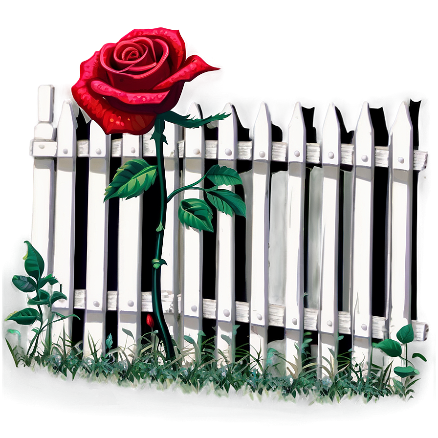 White Picket Fence With Roses Png Ipr40