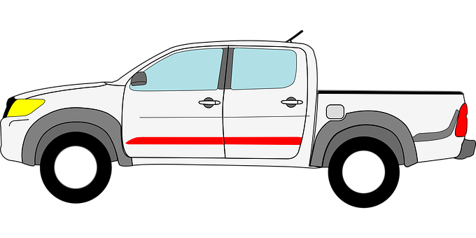 White Pickup Truck Illustration