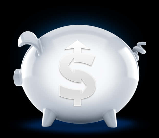 White Piggy Bank Dollar Sign