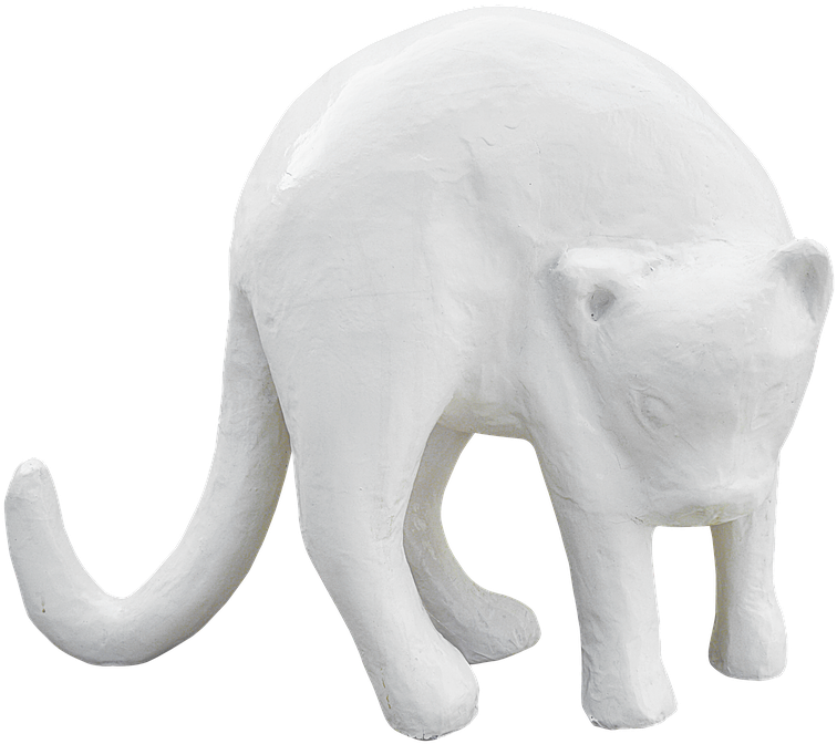 White Plaster Cat Sculpture