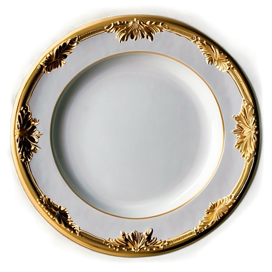 White Plate With Gold Rim Png 33