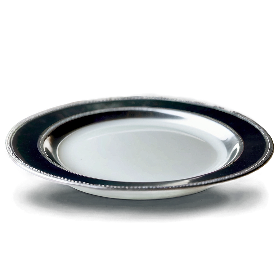 White Plate With Silver Trim Png 06212024