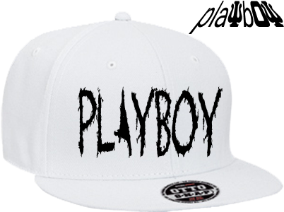 White Playboy Logo Snapback Cap