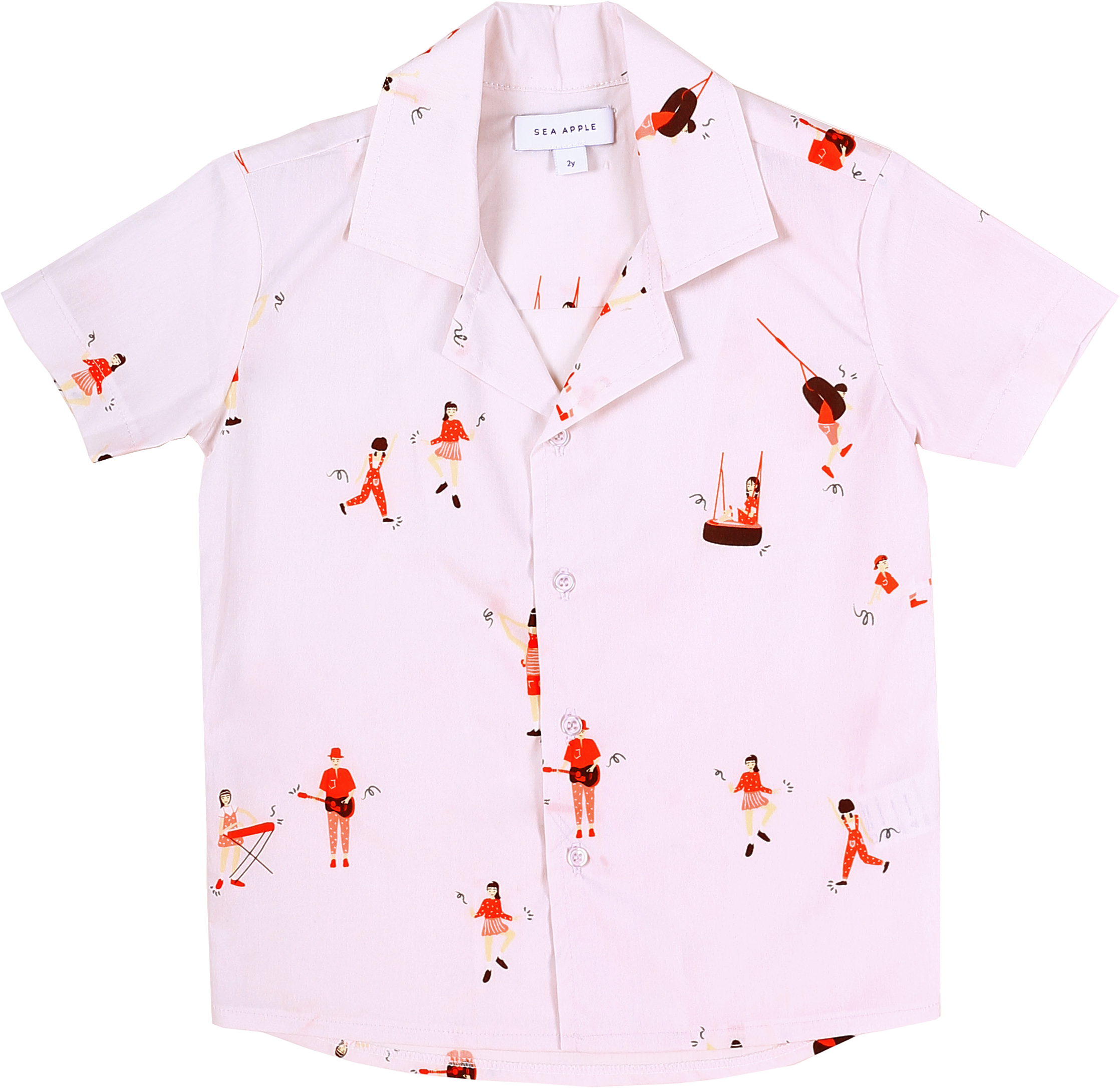 White Polo Shirtwith Red Printed Design