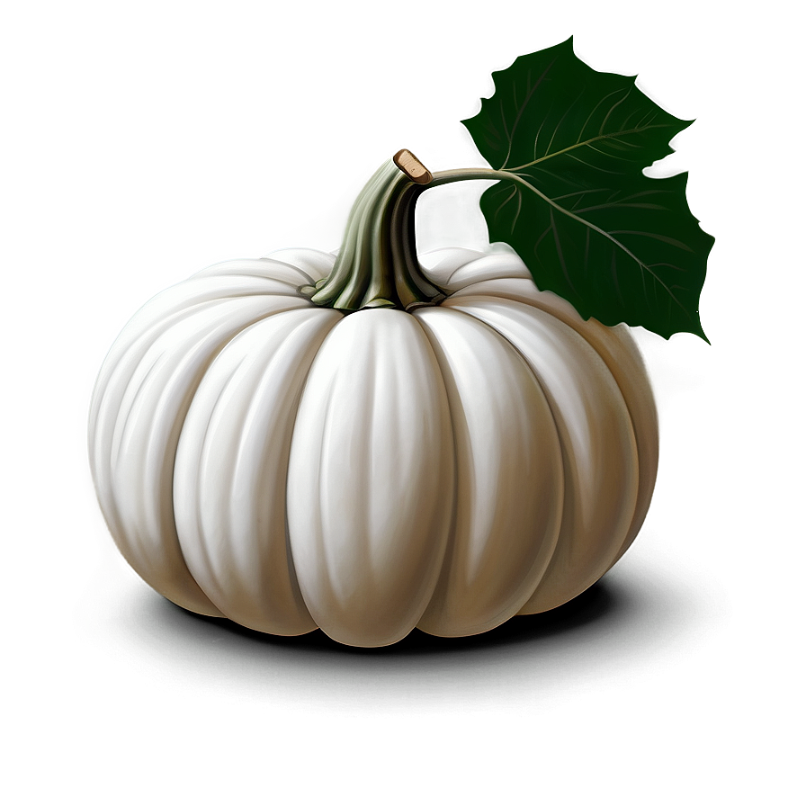 White Pumpkin With Leaves Png Hmq35