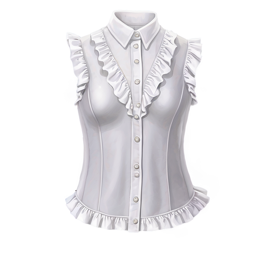 White Ruffle Shirt Png Uxk1