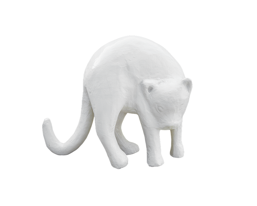 White Sculpture Catwith Elephant Features.png