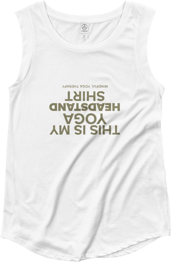 White Sleeveless Shirt Mirror Text Graphic