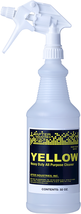 White Spray Bottle Yellow Cleaner Label