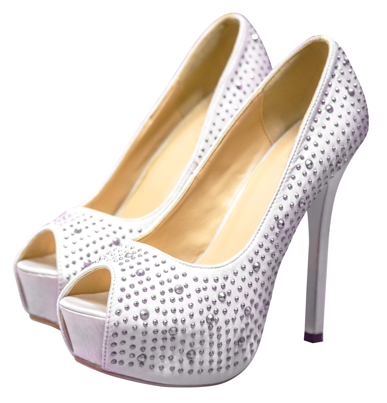 White Studded High Heels