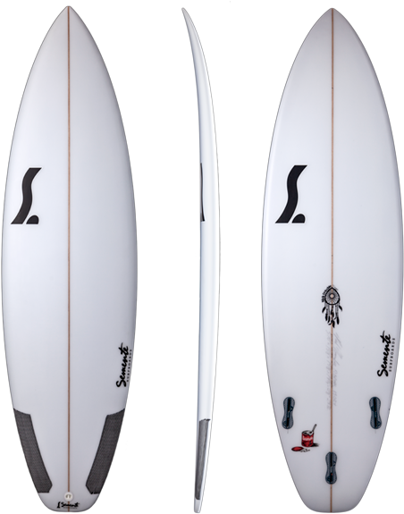 White Surfboard Triple View